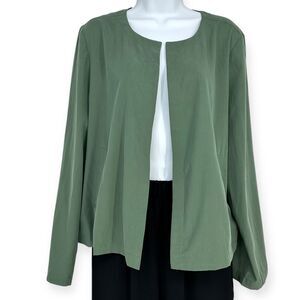 Eileen Fisher NWT Sage Green Open‎ Front Jacket Lightweight Professional size L